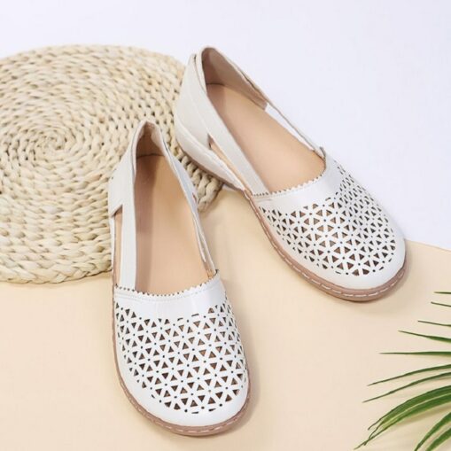 Women's White Cut-Out Slip-On Flats - Comfortable Casual Shoes for Daily Wear 2025
