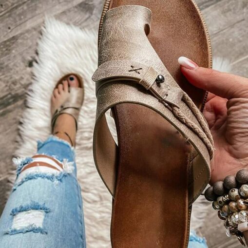 Women's Black Faux Leather Slip-On Sandals – Casual Summer Sandals with Cross-Strap Design for Comfort and Style 2025 - Image 2
