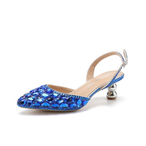 Women's Blue Rhinestone Slingback Heels - Perfect for Weddings and Evening Parties 2025 - Image 14