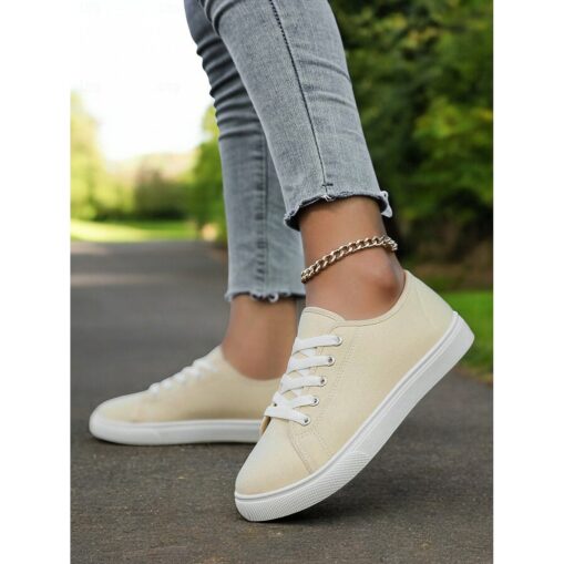 Canvas Lace-Up Sneakers for Women – Classic and Comfortable Sneakers for Everyday Wear, Perfect for Casual Outings and Weekend Adventures 2025 - Image 5