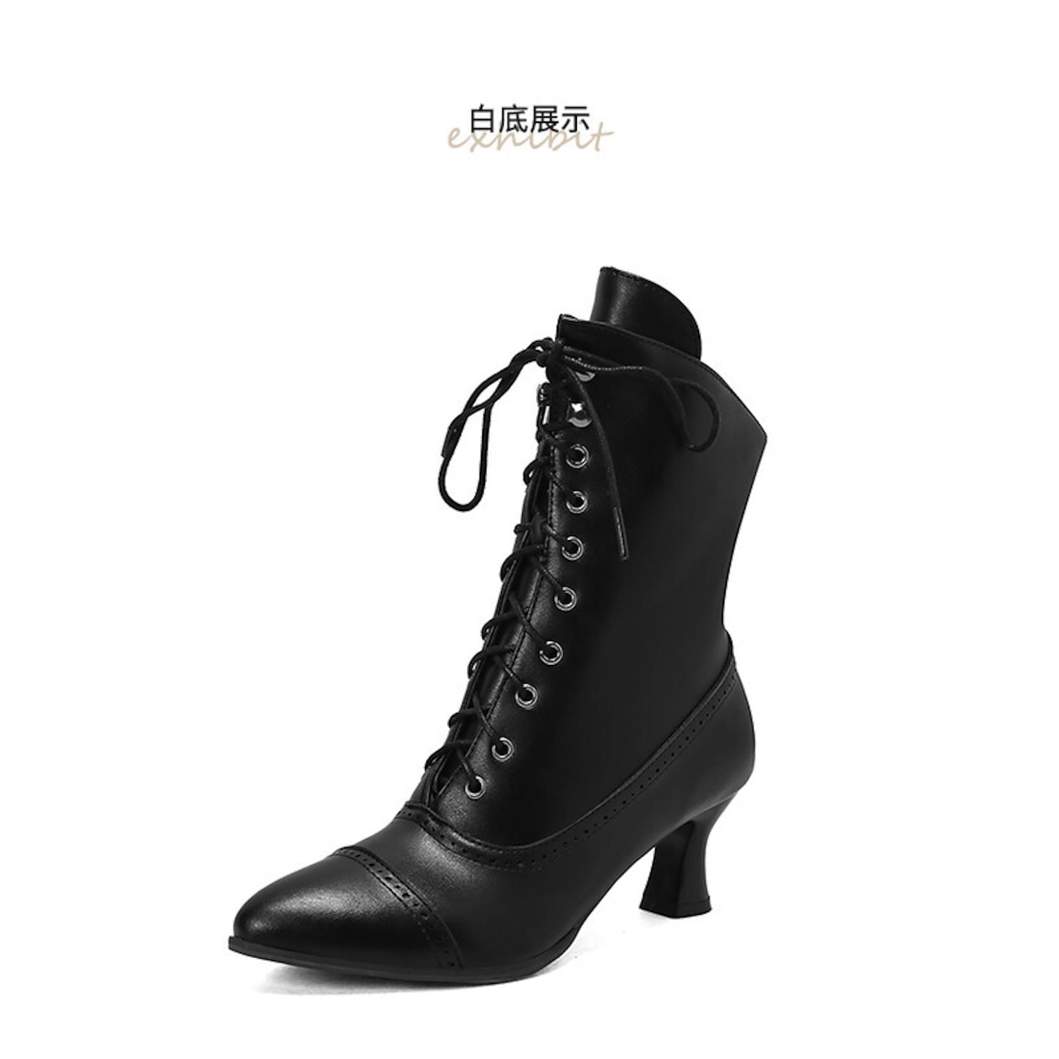 Women's Victorian Lace-Up Ankle Boots – Retro Faux Leather Heeled Boots for Cosplay, Parties, and Daily Wear 2025