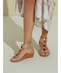 Women's Boho Wedge Sandals – Open-Toe Summer Shoes with Beaded Accents and Adjustable Strap for Casual and Beach Wear 2025