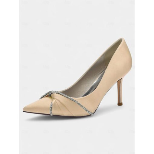 Women's Satin Pointed Toe Heels with Rhinestone Trim – Classic Formal Pumps for Evening and Special Events 2025 - Image 7