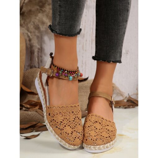 Women's Crochet Espadrille Wedge Sandals with Ankle Strap, Boho Style Lightweight Summer Shoes for Casual and Beach Wear 2025 - Image 2