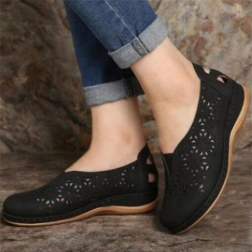 Women's Slip-Ons Loafers Plus Size Comfort Shoes Outdoor Daily Solid Color Summer Cut Out Flat Heel Round Toe Classic Casual Minimalism Faux Leather L