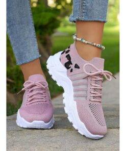 Women's Slip-Ons Flyknit Shoes Daily Leopard Flat Heel Round Toe Sporty Casual Comfort Running Walking Tissage Volant Loafer Black White Yellow 2025