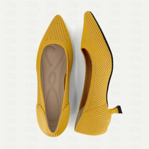 Women's Heels Plus Size Flyknit Shoes Outdoor Work Daily Striped Kitten Heel Pointed Toe Fashion Classic Comfort Walking Tissage Volant Loafer Almond - Image 3