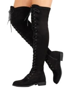 Women's Over-the-Knee Lace-Up Suede Boots with Flat Heel – Stylish and Comfortable for Casual and Winter Wear 2025