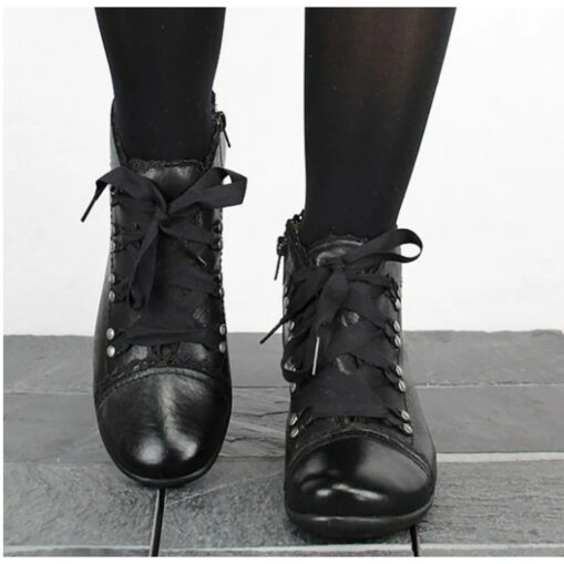 Women's Victorian Green Lace-Up Ankle Boots - Perfect for Vintage Themed Events and Unique Everyday Style 2025 - Image 2