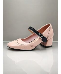 Women's Black Mary Jane Shoes with Heart Buckle Strap – Elegant Block Heel Dress Shoes for Parties and Special Occasions 2025