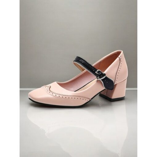 Women's Black Mary Jane Shoes with Heart Buckle Strap – Elegant Block Heel Dress Shoes for Parties and Special Occasions 2025