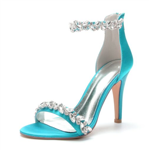 Women's Wedding Shoes Bling Bling Sparkling Shoes Bridal Shoes Crystal Stiletto Pointed Toe Minimalism Satin Zipper Green / Blue Black White 2025 - Image 17