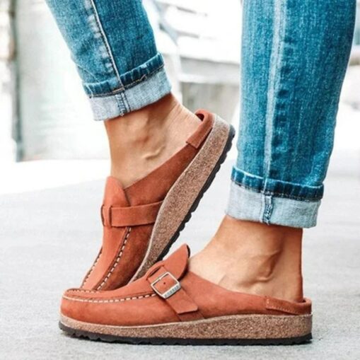 Women's Faux Suede Slip-On Loafers – Casual Comfort Flats with Buckle Detail and Cushioned Cork Sole for Everyday Wear 2025 - Image 4