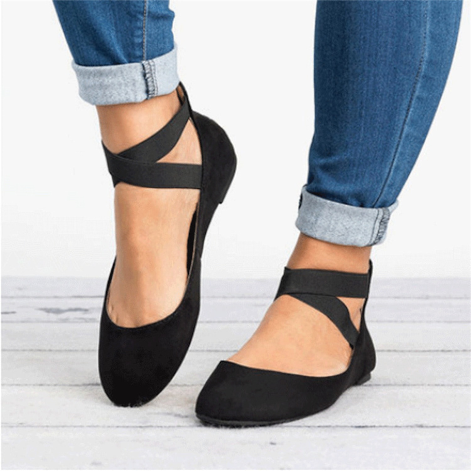 Women's Flats Plus Size Comfort Shoes Daily Solid Colored Summer Flat Heel Round Toe Elegant Casual Walking Faux Leather Elastic Band Black Yellow Bro - Image 2