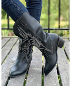Women's Western Cowboy Boots – Classic Mid-Calf Brown Faux Leather with Embroidered Design, Perfect for Casual Wear, Festivals, and Country Outfits 20