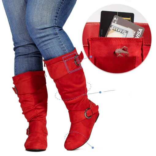 Women's Wide Calf Boots with Hidden Pocket – Comfortable Wide Width Slouchy Design with Buckle Accents 2025 - Image 2