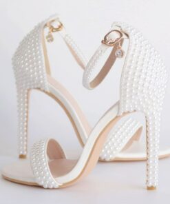 Women's Wedding Shoes Elegant Pearl-Embellished High Heel Sandals – Perfect for Wedding and Formal Events 2025