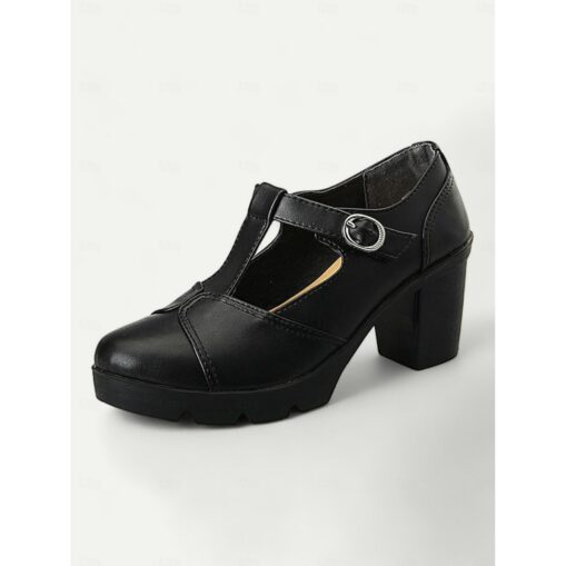 Women's Blue Mary Jane Chunky Heel Shoes - Retro T-Strap Design for Office and Casual Wear 2025 - Image 2