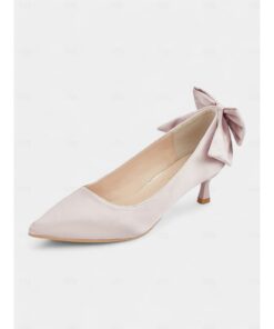 Women's Satin Bowknot Kitten Heels - Elegant Pointed-Toe Wedding and Party Shoes 2025