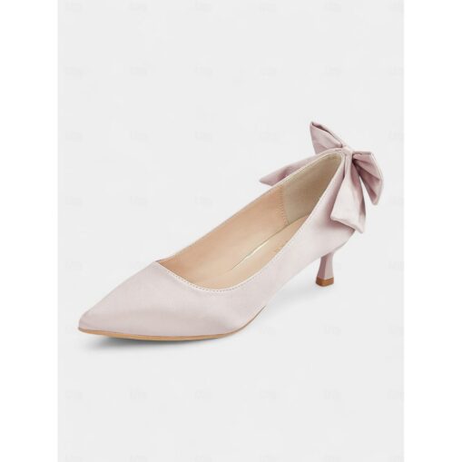 Women's Satin Bowknot Kitten Heels - Elegant Pointed-Toe Wedding and Party Shoes 2025