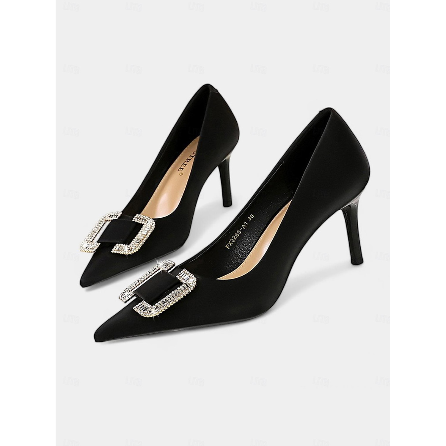 Elegant Green Satin Pumps with Rhinestone Buckle for Women: Perfect for Weddings and Formal Events 2025 - Image 2
