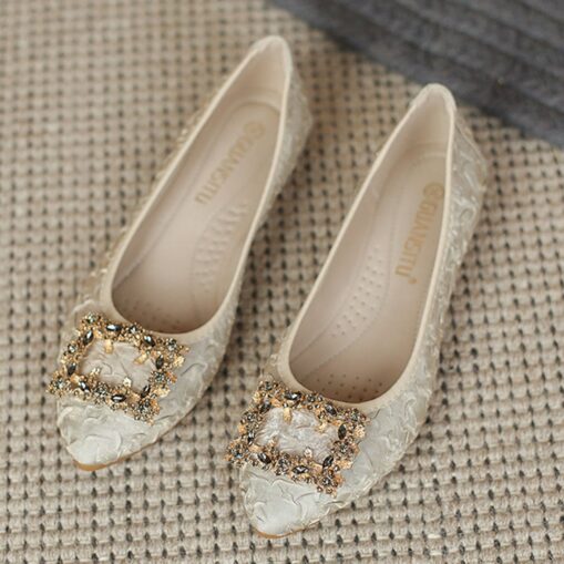 Women's Foldable Crystal Floral Embellished Wedding Flats - Comfortable Lightweight Travel Ballet Shoes 2025 - Image 11