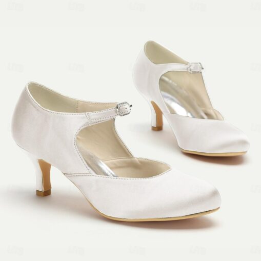 Women's Elegant Satin Mary Jane Heels - Comfortable Mid-Heel Dress Shoes with Adjustable Strap for Weddings, Parties, and Formal Events 2025 - Image 2