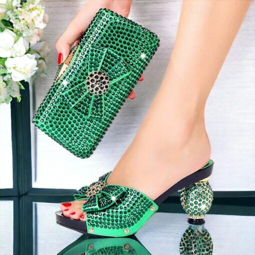 Women's Gold Rhinestone-Embellished Heels with Matching Clutch Bag – Elegant Open-Toe Sandals for Weddings & Special Occasions 2025 - Image 6