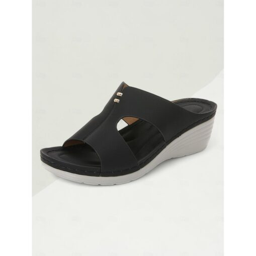 Women's Nude Comfort Wedge Sandals with Stylish Cut-Out Design, Ideal for Everyday Wear 2025 - Image 2