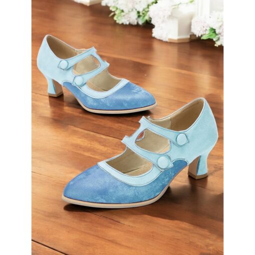Women's Vintage Double Strap Mary Jane Heels – Retro Mid Heel Pumps with Button Closure for Formal & Casual Wear 2025 - Image 2