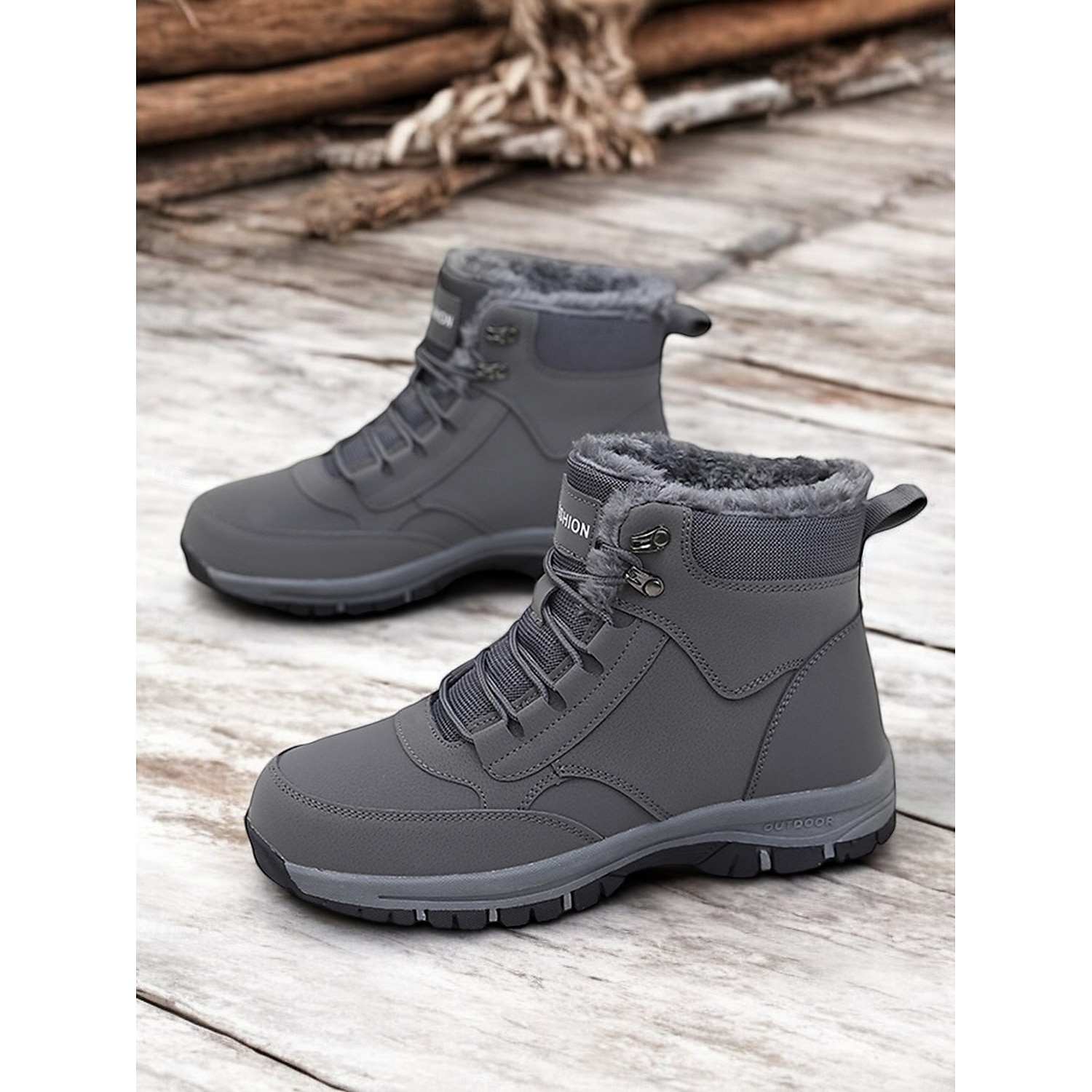Women's Waterproof Winter Snow Boots - Red Lace-Up Ankle Boots with Faux Fur Lining, Non-Slip Sole, Perfect for Outdoor Activities and Cold Weather 20 - Image 3