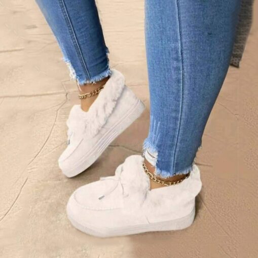 Women's Fur-Lined Moccasin Loafers - Cozy Slip-On Winter Shoes with Plush Trim and Suede Finish 2025 - Image 3