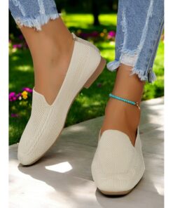Slip-On Flyknit Shoes with Soft Knit Upper, Casual Style and Foldable Cushioned Sole for Comfortable Summer Wear and Daily Activities 2025