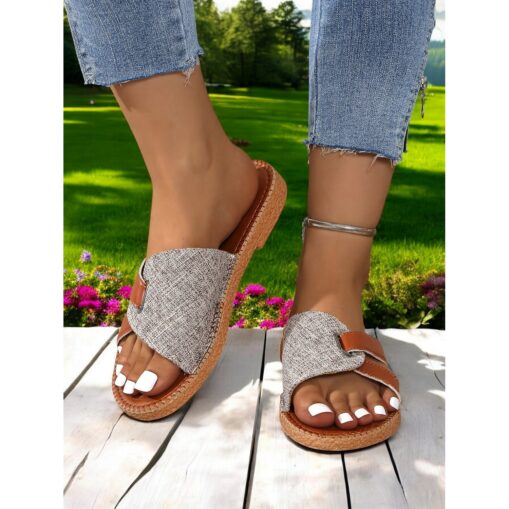 Contrast Color Slide Sandals for Women – Comfortable Open-Toe with Stylish Strap Design for Everyday Casual Wear 2025 - Image 3