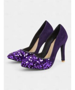 Women's Black Stiletto Heels with Gold Sequin Embellishment – Elegant High Heels for Party, Evening, and Special Occasions 2025