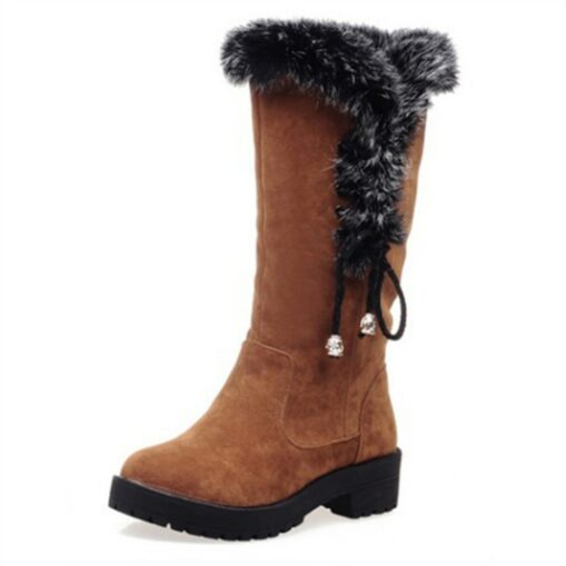 Women's Black Faux Fur Trimmed Winter Boots - Warm and Stylish, Lace-Up Design, Non-Slip Sole, Ideal for Cold Weather and Casual Wear 2025 - Image 3