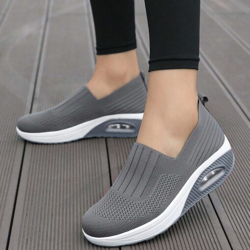 Women's Sneakers Slip-Ons Plus Size Flyknit Shoes Platform Sneakers Outdoor Daily Solid Color Flat Heel Round Toe Sporty Casual Walking Tissage Volant - Image 6