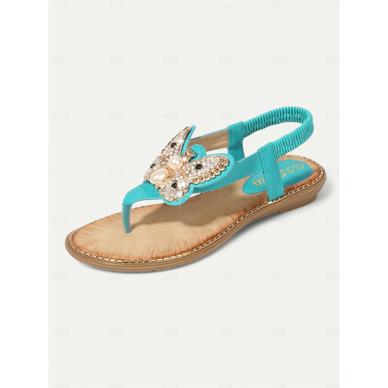 Women's Butterfly Rhinestone Flat Sandals – Elegant Beach Flip-Flops with Pearl Embellishment for Summer & Vacation 2025 - Image 3