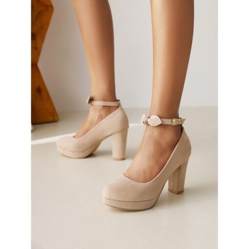 Women's Black Suede Block Heel Dress Shoes with Ankle Strap - Elegant High Heels for Formal Occasions 2025 - Image 2