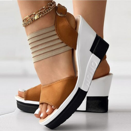 Women's Black Wedge Sandals with Strappy - Fashionable Summer Footwear for Casual and Evening Wear 2025 - Image 2