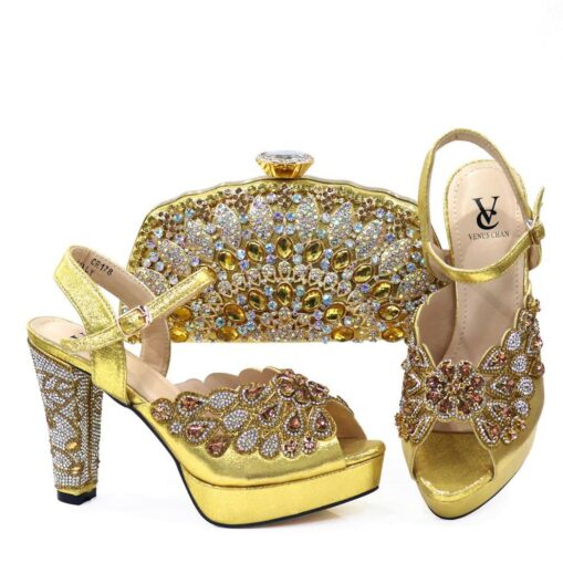 Women's Luxurious Green Rhinestone-Embellished Heeled Sandals with Matching Clutch, Perfect for Weddings and Special Occasions 2025 - Image 5