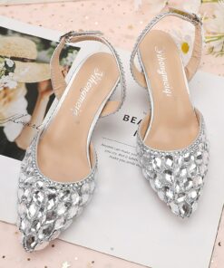 Women's Crystal Rhinestone Pointed-Toe Slingback High Heels - Elegant and Colorful Party, Wedding, and Evening Shoes 2025