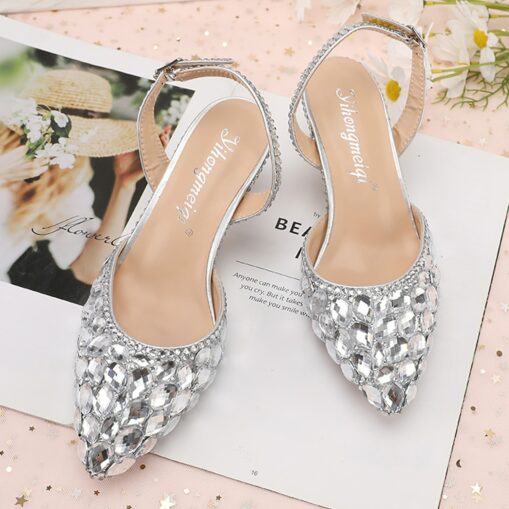 Women's Crystal Rhinestone Pointed-Toe Slingback High Heels - Elegant and Colorful Party, Wedding, and Evening Shoes 2025