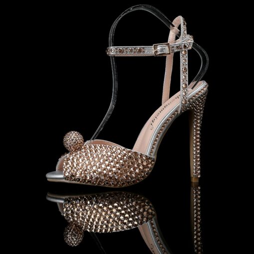 Women's Rhinestone Embellished Stiletto Heel Sandals with Ankle Strap - Sparkling Party Wedding Shoes 2025 - Image 5