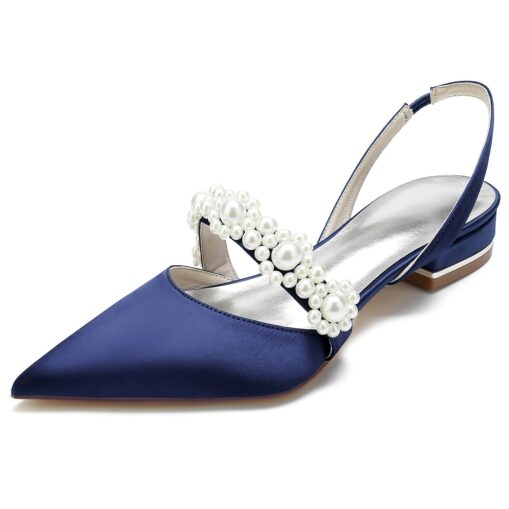 Elegant White Satin Women's Dress Shoes with Pearl Embellishments: Perfect Low Heel Sandals for Weddings and Special Occasions 2025 - Image 7