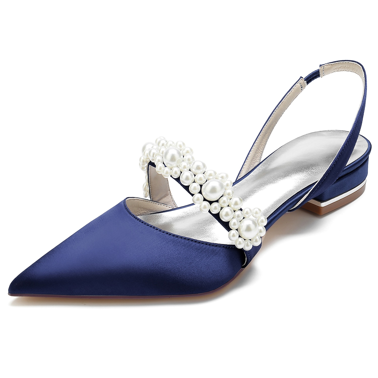 Elegant White Satin Women's Dress Shoes with Pearl Embellishments: Perfect Low Heel Sandals for Weddings and Special Occasions 2025 - Image 7