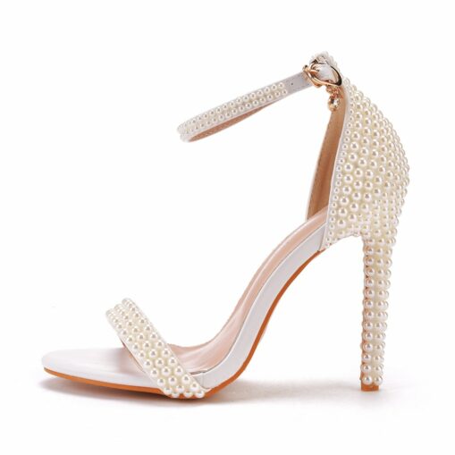 Women's Wedding Shoes Elegant Pearl-Embellished High Heel Sandals – Perfect for Wedding and Formal Events 2025 - Image 2