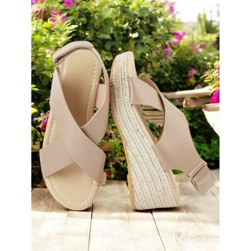 Black Espadrille Wedge Sandals for Women – Stylish Cross-Strap Design, Comfortable Summer Footwear, Perfect for Beach and Casual Outings 2025 - Image 3