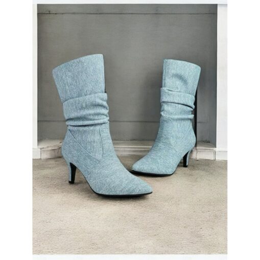 Women's Beige Slouch Mid-Calf Boots with Pointed Toe and Kitten Heel – Chic Fall Fashion for Casual and Dressy Occasions 2025 - Image 2