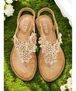 Comfortable Flat Slip-Ons with Beaded Floral Design, Perfect for Outdoor Events, Summer Parties and Wedding 2025